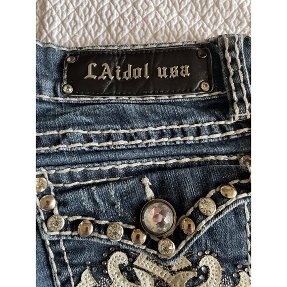 L.A. Idol USA Child's Embellished Bootcut Denim Jeans Size 9 W31 L18 Cotton Blen - Picture 3 of 6